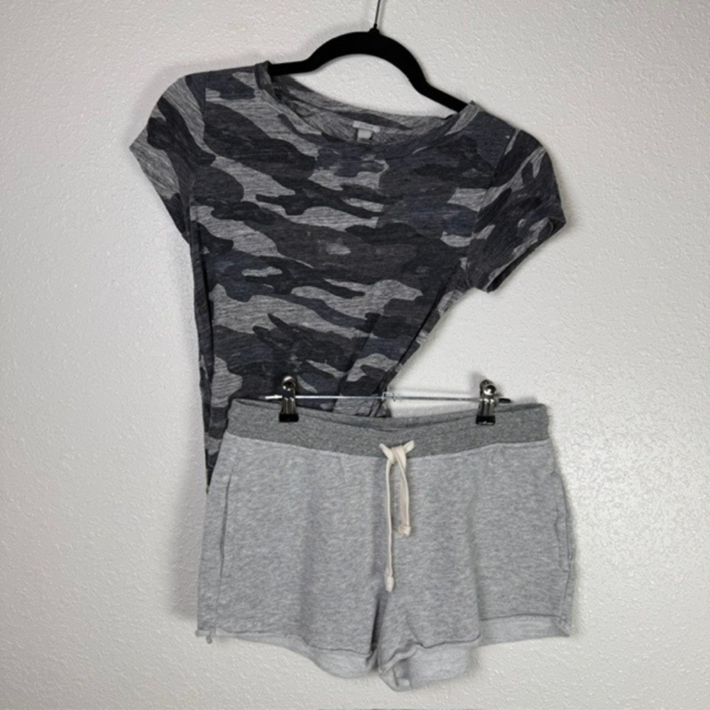 J.Crew Short & Tank Bundle Camo Tee and Heather Gray Shorts XS